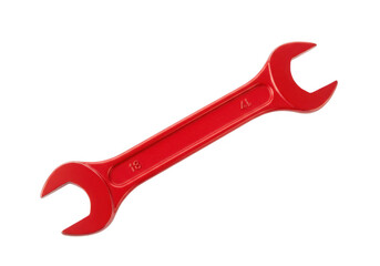 Red open end wrench isolated on transparent background