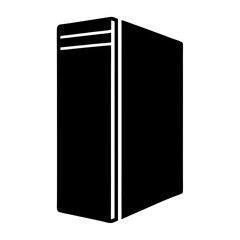 Simple Black Book Icon with Two White Stripes on a White Background