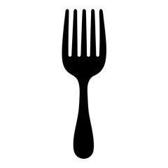 Black silhouette of a fork on white background for dining purposes