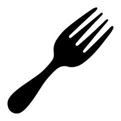 Minimalist black fork illustration isolated on white background for culinary designs