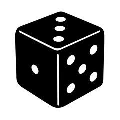 A Simple Illustration of a Black Dice with White Dots Representing Numbers