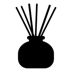 Minimalist depiction of a diffuser with multiple sticks releasing fragrance