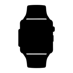 Sleek black smart watch silhouette on white background showcasing modern technology