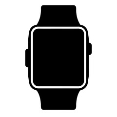 Stylized smart watch icon in black silhouette with simplistic design elements