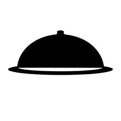 Elegant Black Silhouette of a Cloche Food Dome on a White Background