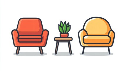 Fototapeta premium Lounge icon vector isolated, outline and filled versions