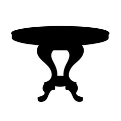 Silhouette of a round antique table with detailed leg design isolated