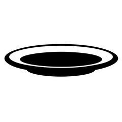 Simple monochrome image of a shallow plate perfect for dining and serving