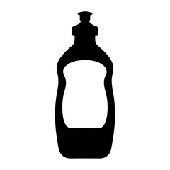 Black and white silhouette of a dish soap bottle with blank label