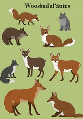 Obraz premium Enchanted Forest: A Collection of Wildlife Illustrations