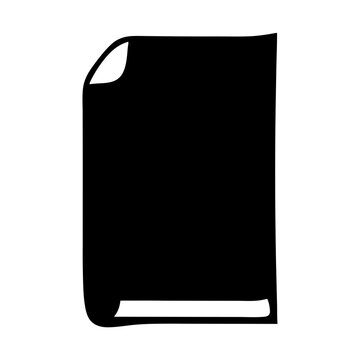 Simple black silhouette of a document with curled corners design element