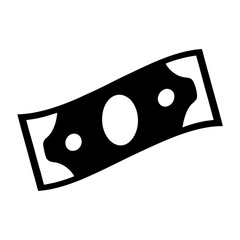 Stylized black and white money bill vector icon with clear outline