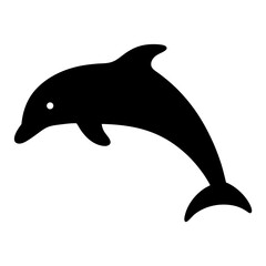 Silhouette of a Dolphin Jumping Gracefully Out of the Water on White