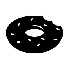 A delicious black and white donut with a bite taken out of it