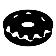 Simple Silhouette of a Chocolate Frosted Donut with Sprinkles, Tempting and Delicious