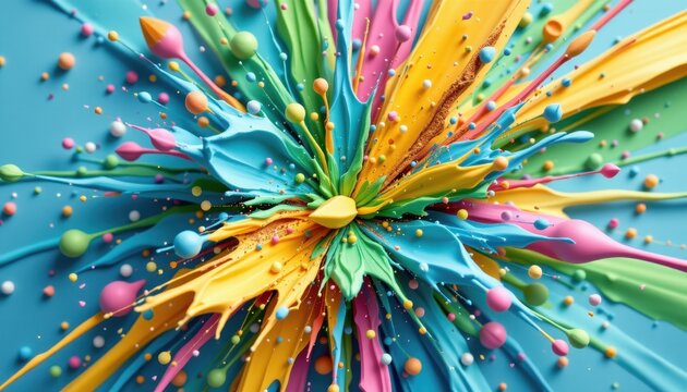 abstract pastel paint explosion with gold glitter dynamic burst of color for beauty branding festive product visuals and creative advertising