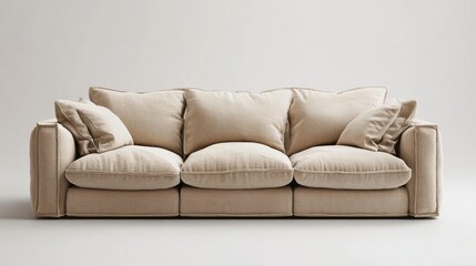 Luxurious beige sofa with plush cushions, sleek lines and elegant design for a modern living room