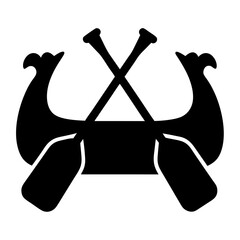 Silhouette of Viking longboat with crossed oars, a symbol of seafaring heritage