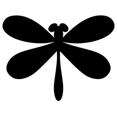 Silhouette of a Dragonfly with Four Wings and Elongated Abdomen