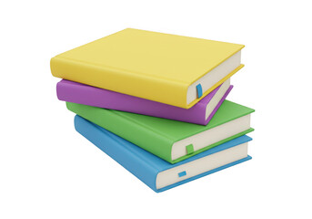 Stack of colorful books isolated on transparent background