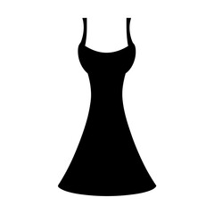 Elegant Black Dress Silhouette with Spaghetti Straps and Flared Skirt Design