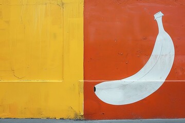 Colorful Wall Mural Featuring Stylized Banana on Vibrant Background