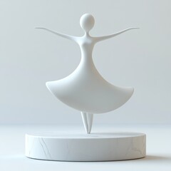 Serene White Ballerina Sculpture on Marble Pedestal