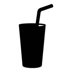 Silhouette of a refreshing drink with straw on a white background
