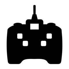 Black silhouette of a vintage radio control remote with buttons