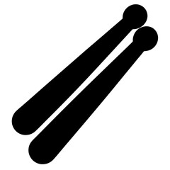 Two black drumsticks on white background ready for percussion playing