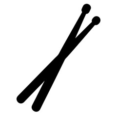 A Silhouette of Two Drumsticks in a Crossed Position on White Background
