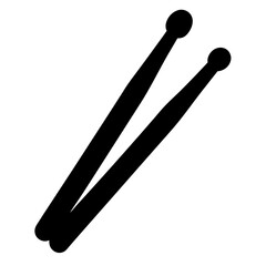 Simple black and white image of two drumsticks for rhythmic percussion