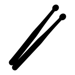 Simple black and white image showcasing a pair of drumsticks diagonally oriented