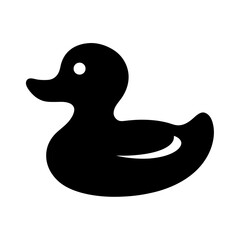 A classic black and white illustration of a rubber duck toy