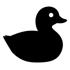 Minimalist Black Rubber Duck Silhouette with Round Eye and Smooth Lines