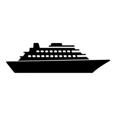 Obraz premium Detailed black silhouette of a cruise ship vessel for vacation travel
