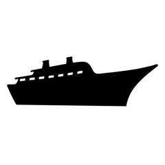 Obraz premium Silhouette of a large cruise ship sailing on the ocean, black drawing