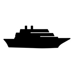 Obraz premium Black silhouette of a modern cruise ship sailing on white background