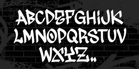 A complete graffiti tagging font from A to Z. Handstyle alphabet in vector format, ideal for urban design, streetwear, posters, stickers, and hip-hop visuals. Fully editable and scalable. © dirtyfellas
