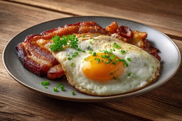 Crispy Bacon and Sunny-Side Up Egg Breakfast: Rustic Charm
