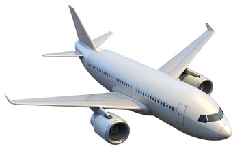 Obraz premium 3d rendering of a commercial passenger airplane in flight, realistic detailed photorealistic high resolution, white body, swept wings, clean sleek design, dramatic lighting, cinematic 