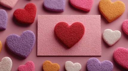 Colorful Heart Shapes in Flat Lay Design for Creative Projects