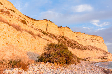 Golden Cliffs Reflect Desert Beauty And Warmth.