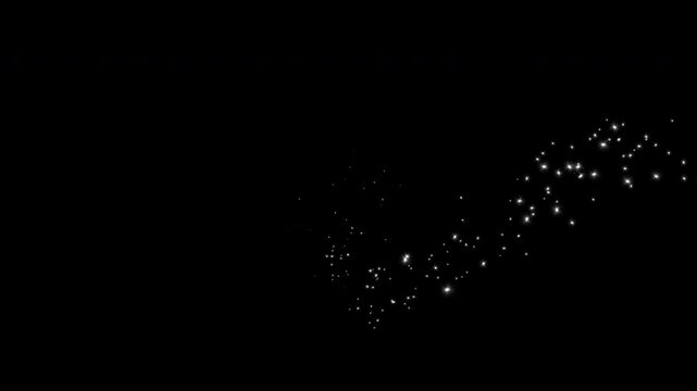 Luxury white glitter sparkles trail, magic dust, pixie dust path, Christmas stars isolated on black background.