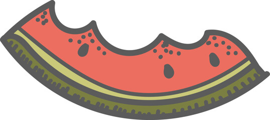 Watermelon Slice with Bite Marks