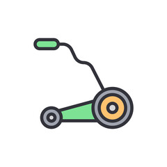 Modern Vector Illustration Of A Manual Push Reel Lawn Mower