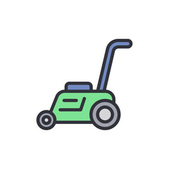 Vibrant Lawn Mower Icon Depicting Garden Maintenance Equipment