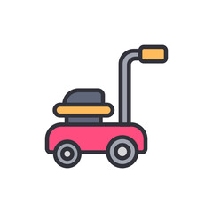 Stylized Pink Lawn Mower Illustration With Modern Minimalist Design