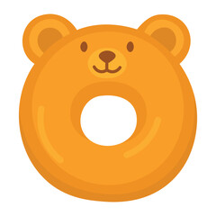 Cute inflatable swim ring shaped like a teddy bear face, great for kids and summer fun.