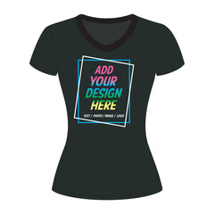 ADD YOUR DESIGN HERE TEXT T-SHIRT DESIGN WITH MOCKUP TEMPLATE FOR PRINT, POSTER, CARD, MUG, BAG, INVITATION AND PARTY.